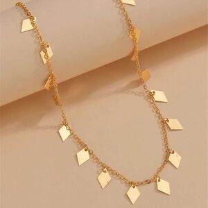 Titanium Diamond Links Pendant Golden Necklace